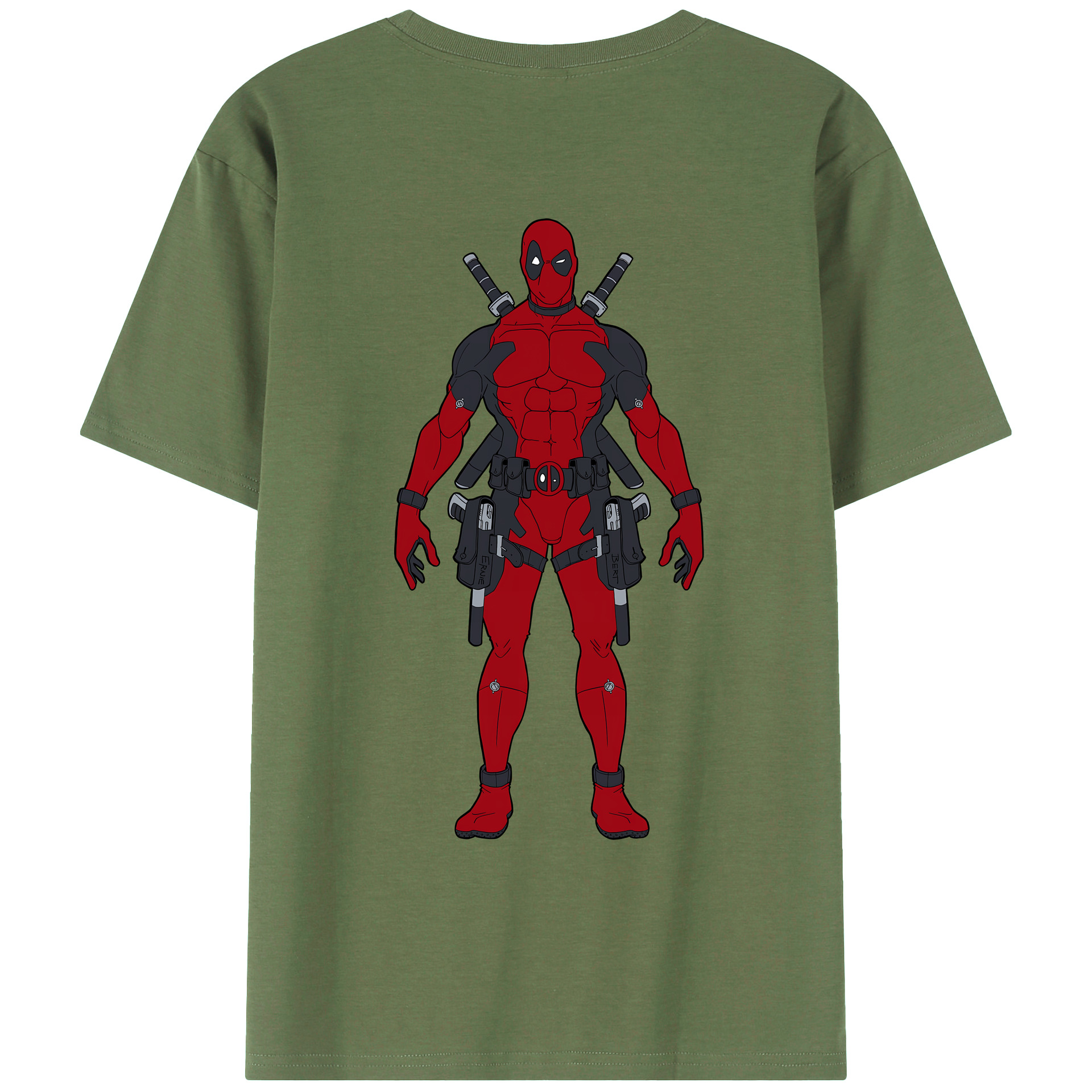 （画像用） Deadpool デッドプール 綿100％ メンズ半袖Tシャツ（バックプリント） 通気性